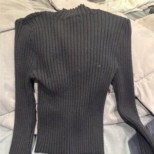 Kendall & Kylie Black Ribbed Knit Top